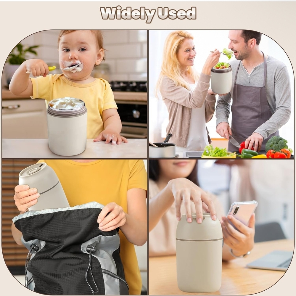★ Insulated Food Jar w Spoon Leakproof Stainless Steel Lunch Container - Picture 9 of 9